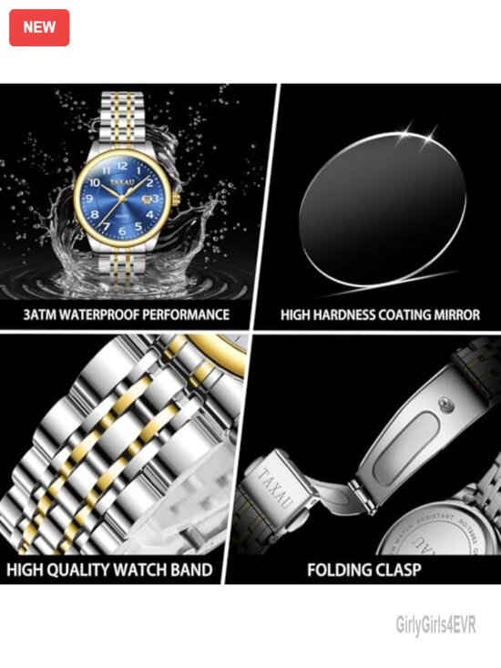 Ladies Quartz Analog Watch Stainless Steel Date Display Water Resistant main image 7